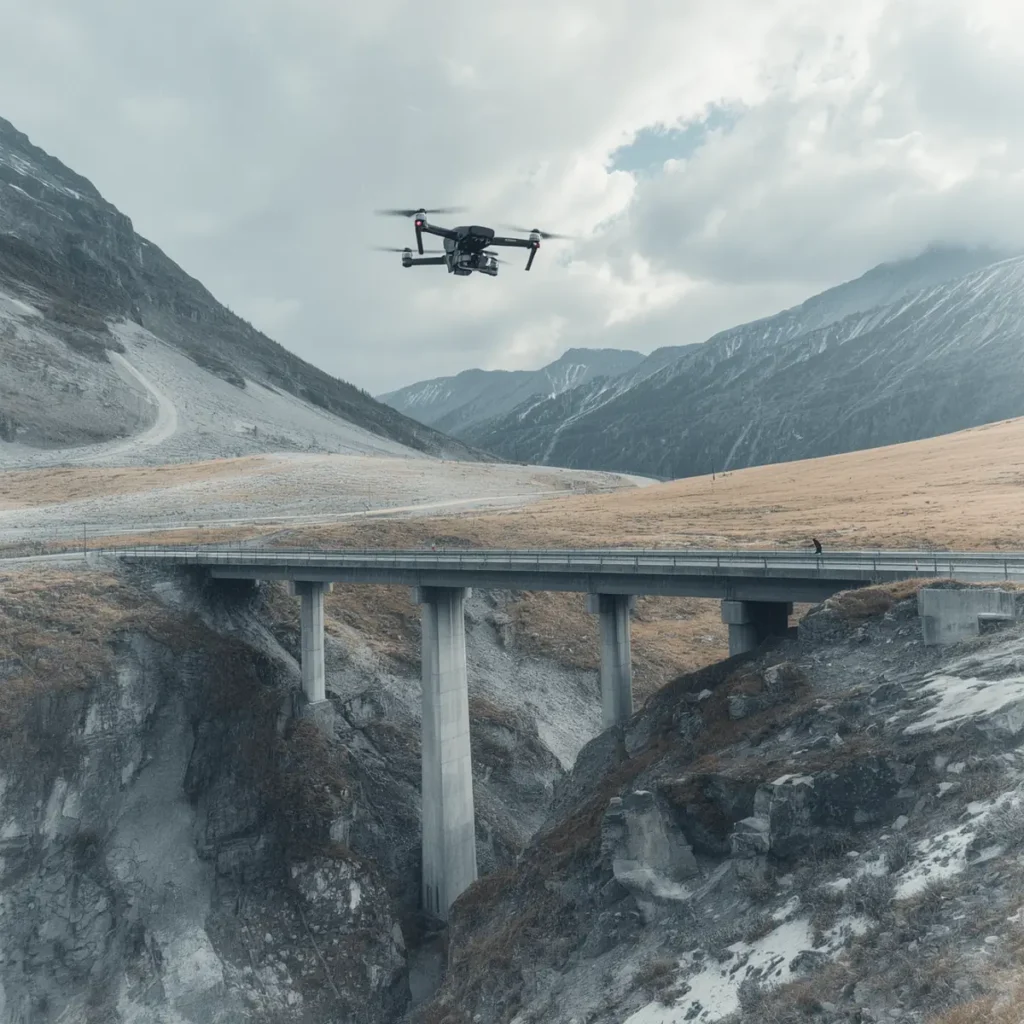 Inspection par drone dun viaduc en zone de montagne
