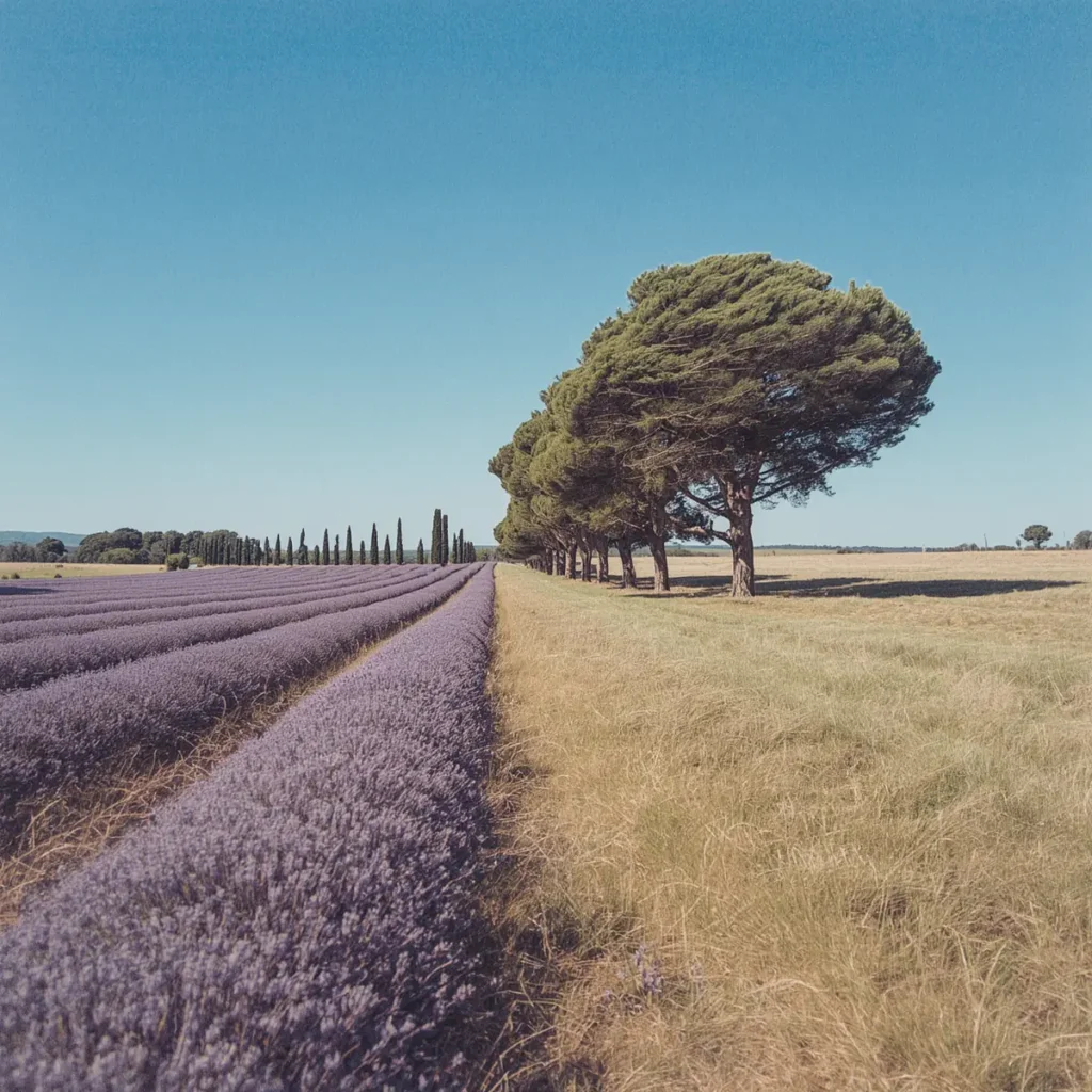 Paysage provencal balaye par le mistral